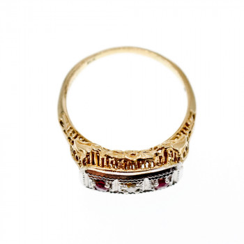 Sky Jewelry Золотое кольцо с рубинами и бриллиантом