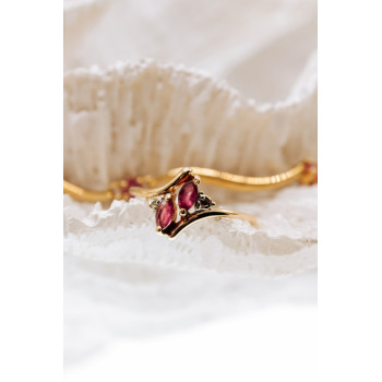 Sky Jewelry Золотое кольцо с рубинами и бриллиантами  Мечта