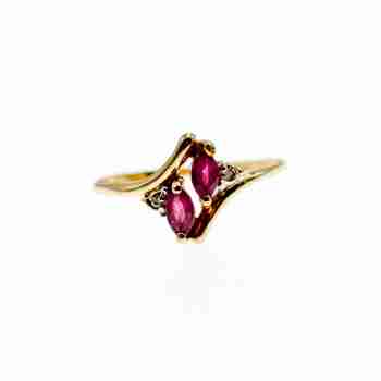 Sky Jewelry Золотое кольцо с рубинами и бриллиантами  Мечта