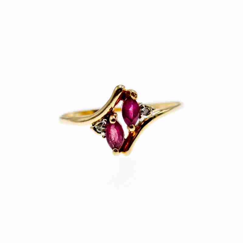 Sky Jewelry Золотое кольцо с рубинами и бриллиантами  Мечта