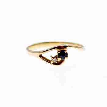 Sky Jewelry Золотое кольцо с сапфиром и бриллиантом