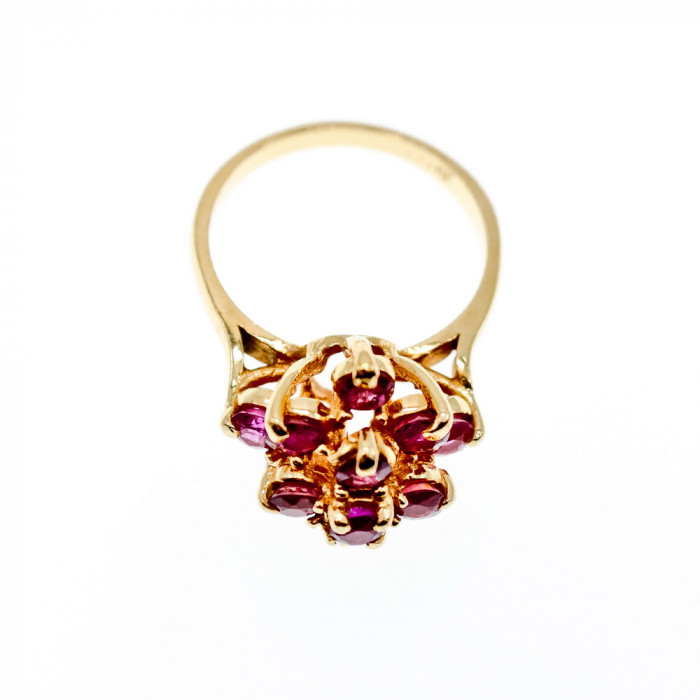 Sky Jewelry Золотое кольцо с рубинами   Рубиновые цветы