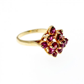 Sky Jewelry Золотое кольцо с рубинами   Рубиновые цветы