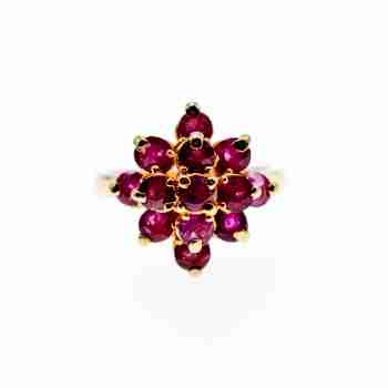 Sky Jewelry Золотое кольцо с рубинами   Рубиновые цветы