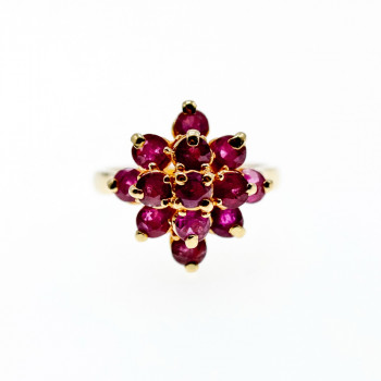 Sky Jewelry Золотое кольцо с рубинами   Рубиновые цветы