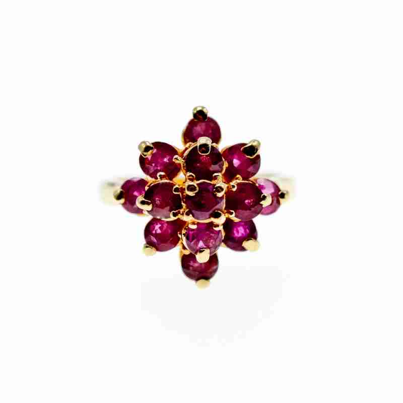 Sky Jewelry Золотое кольцо с рубинами   Рубиновые цветы