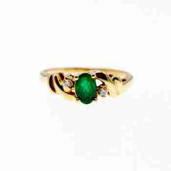 Sky Jewelry Золотое кольцо с изумрудом и бриллиантами