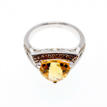 Sky Jewelry Серебряное кольцо с камнями гелиодор и гессонит