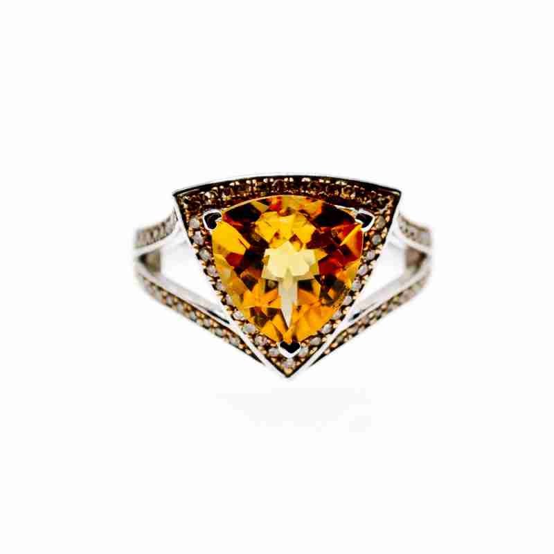 Sky Jewelry Серебряное кольцо с камнями гелиодор и гессонит