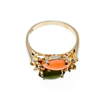 Sky Jewelry Серебряное кольцо с нефритом агатом и бериллом