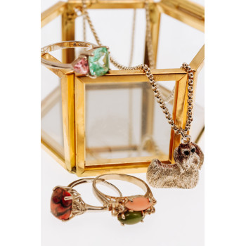 Sky Jewelry Серебряное кольцо с нефритом агатом и бериллом