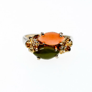 Sky Jewelry Серебряное кольцо с нефритом агатом и бериллом