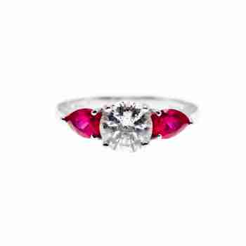 Sky Jewelry Серебряное кольцо с фианитом и розовым топазом