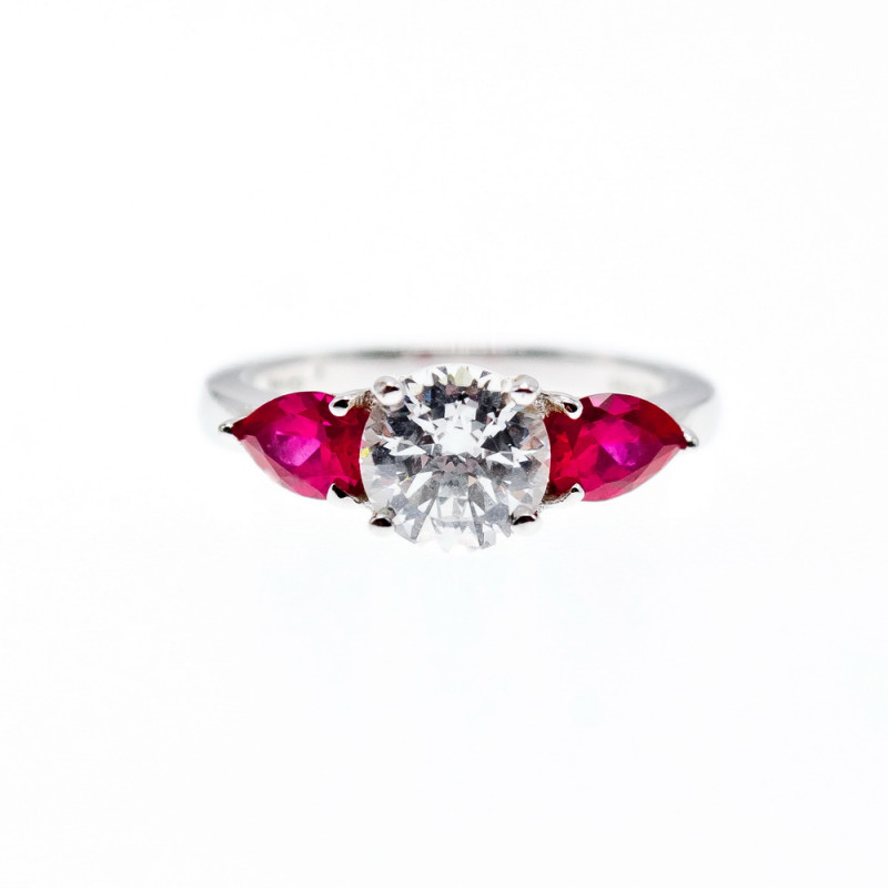 Sky Jewelry Серебряное кольцо с фианитом и розовым топазом