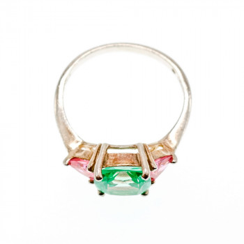 Sky Jewelry Серебряное кольцо с камнями аквамарин и розовая шпинель