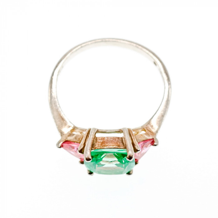 Sky Jewelry Серебряное кольцо с камнями аквамарин и розовая шпинель