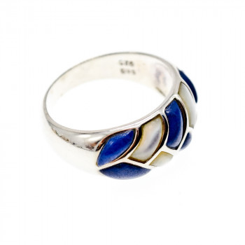 Sky Jewelry Серебряное кольцо с перламутром и содалитом