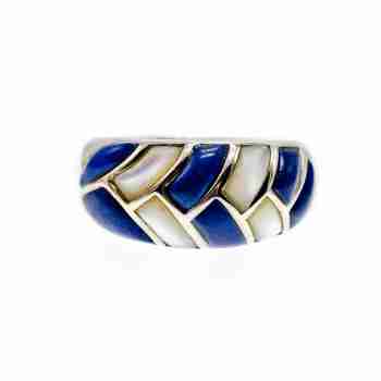 Sky Jewelry Серебряное кольцо с перламутром и содалитом