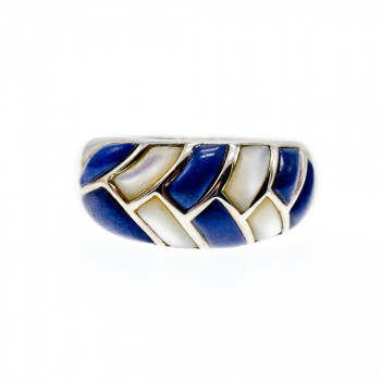 Sky Jewelry Серебряное кольцо с перламутром и содалитом