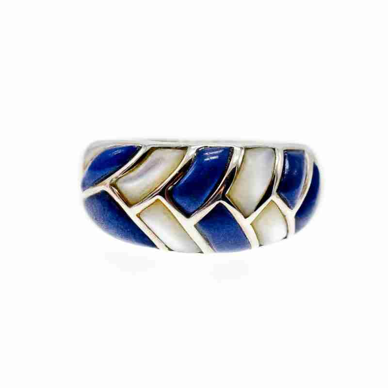 Sky Jewelry Серебряное кольцо с перламутром и содалитом