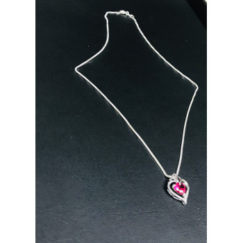 Sky Jewelry Серебряная Цепочка с кулоном камень розовый сапфир