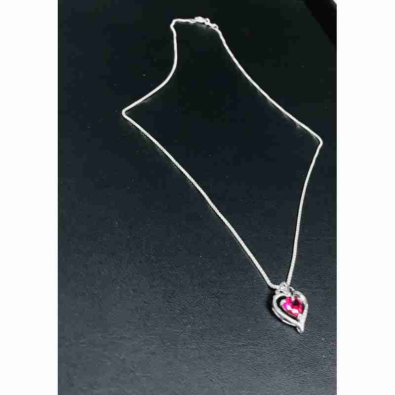 Sky Jewelry Серебряная Цепочка с кулоном камень розовый сапфир