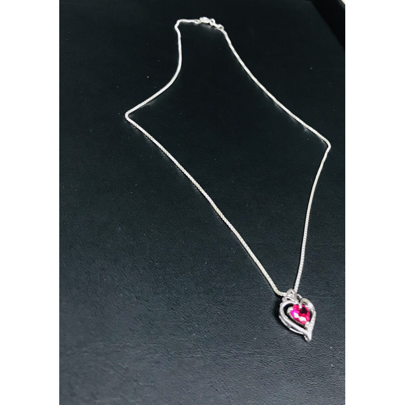 Sky Jewelry Серебряная Цепочка с кулоном камень розовый сапфир