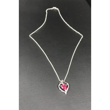 Sky Jewelry Серебряная Цепочка с кулоном камень розовый сапфир