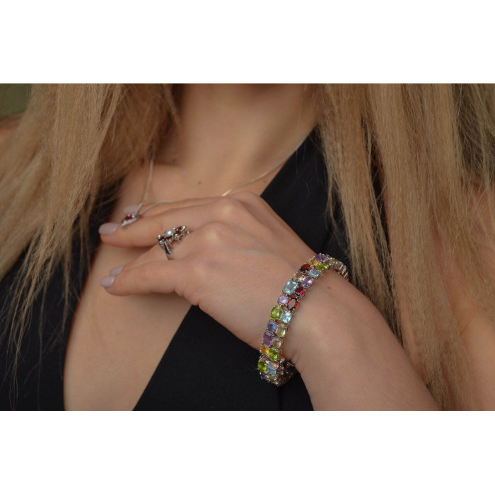 Sky Jewelry Серебряная Цепочка с кулоном камень розовый сапфир