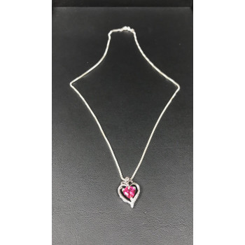 Sky Jewelry Серебряная Цепочка с кулоном камень розовый сапфир