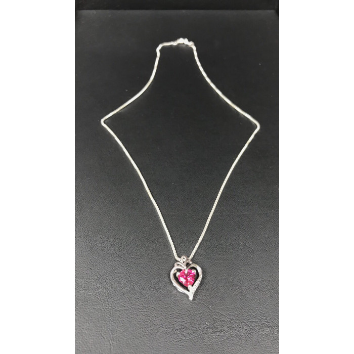 Sky Jewelry Серебряная Цепочка с кулоном камень розовый сапфир