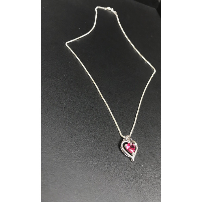 Sky Jewelry Серебряная Цепочка с кулоном камень розовый сапфир