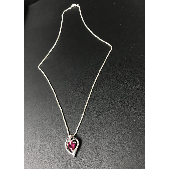 Sky Jewelry Серебряная Цепочка с кулоном камень розовый сапфир