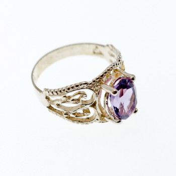 Sky Jewelry Серебряное кольцо с аметистом  Ажур