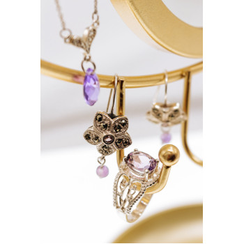 Sky Jewelry Серебряное кольцо с аметистом  Ажур