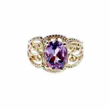 Sky Jewelry Серебряное кольцо с аметистом  Ажур