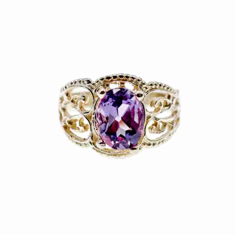 Sky Jewelry Серебряное кольцо с аметистом  Ажур