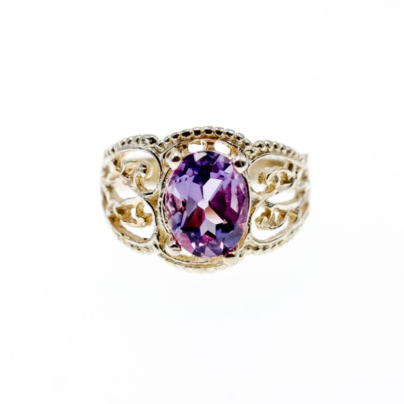 Sky Jewelry Серебряное кольцо с аметистом  Ажур