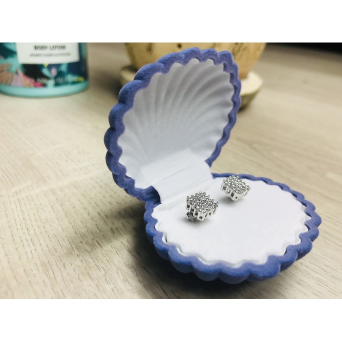 Sky Jewelry Серебряные серьги-гвоздики с камнями Гошенит