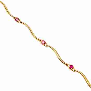 Sky Jewelry Серебряный браслет в позолоте с рубинами