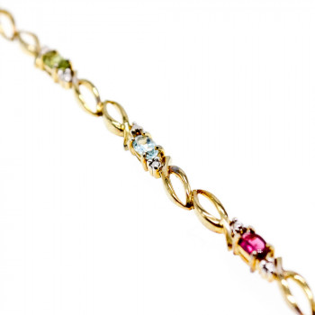 Sky Jewelry Серебряный браслет в позолоте с натуральными камнями  Настроение