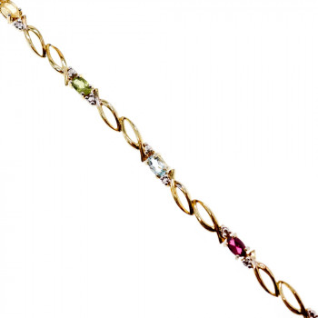 Sky Jewelry Серебряный браслет в позолоте с натуральными камнями  Настроение