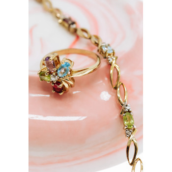 Sky Jewelry Серебряный браслет в позолоте с натуральными камнями  Настроение