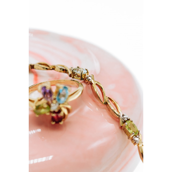 Sky Jewelry Серебряный браслет в позолоте с натуральными камнями  Настроение