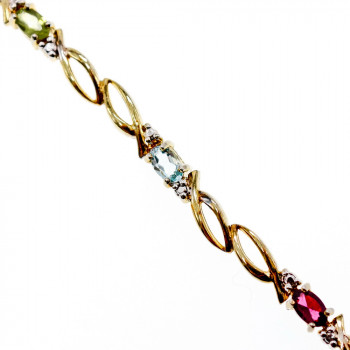 Sky Jewelry Серебряный браслет в позолоте с натуральными камнями  Настроение