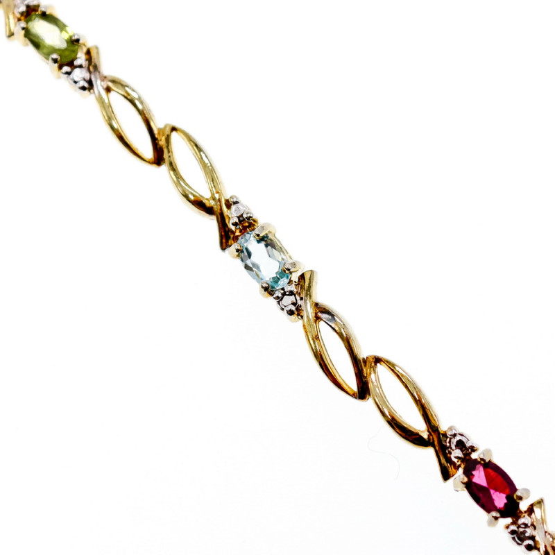 Sky Jewelry Серебряный браслет в позолоте с натуральными камнями  Настроение