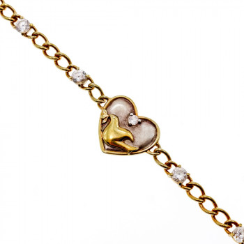 Sky Jewelry Серебряный браслет в позолоте с фианитами  Сердце ласточки