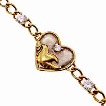 Sky Jewelry Серебряный браслет в позолоте с фианитами  Сердце ласточки