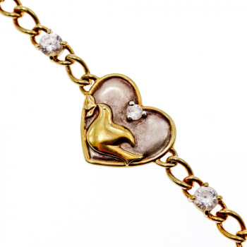 Sky Jewelry Серебряный браслет в позолоте с фианитами  Сердце ласточки