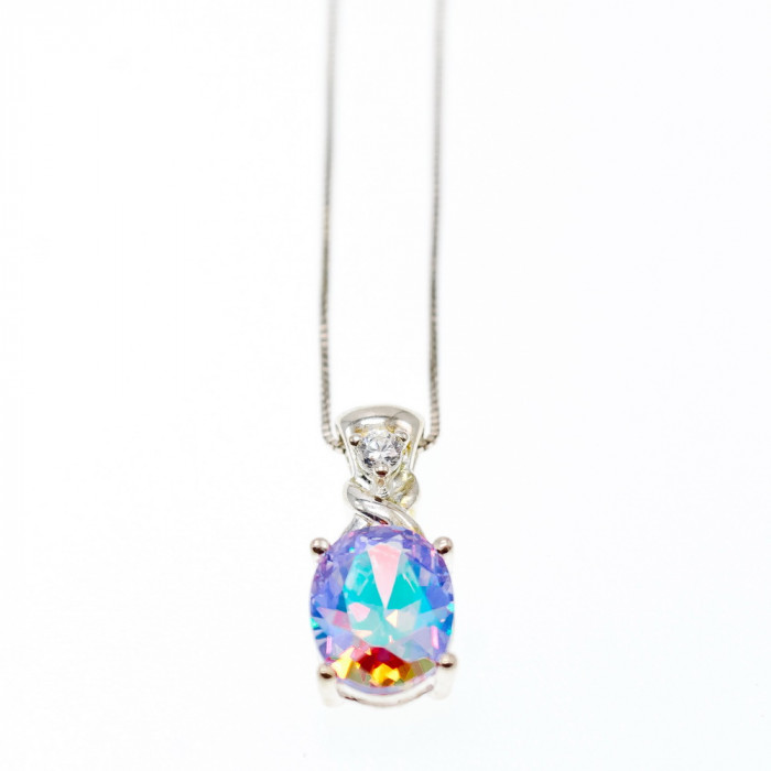 Sky Jewelry Серебряная цепочка с кулоном с фианитами  Блеск